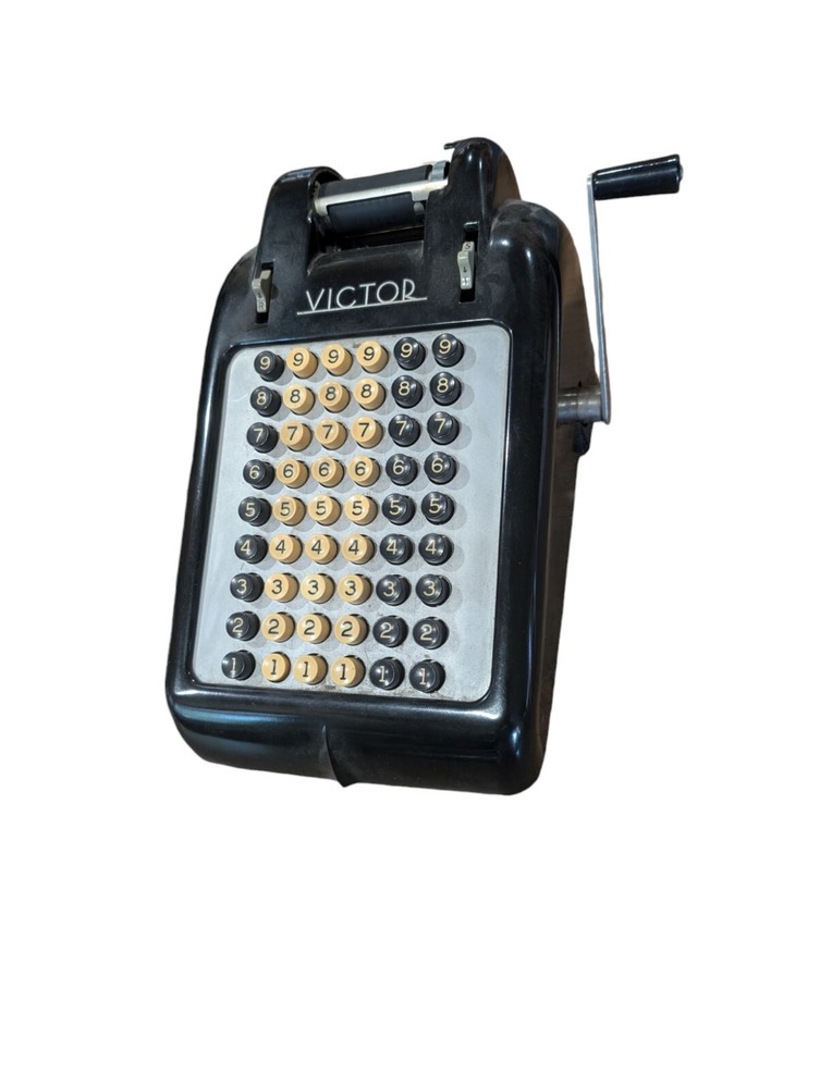 Vintage VICTOR Champion 6 Column Hand Crank Adding Machine.