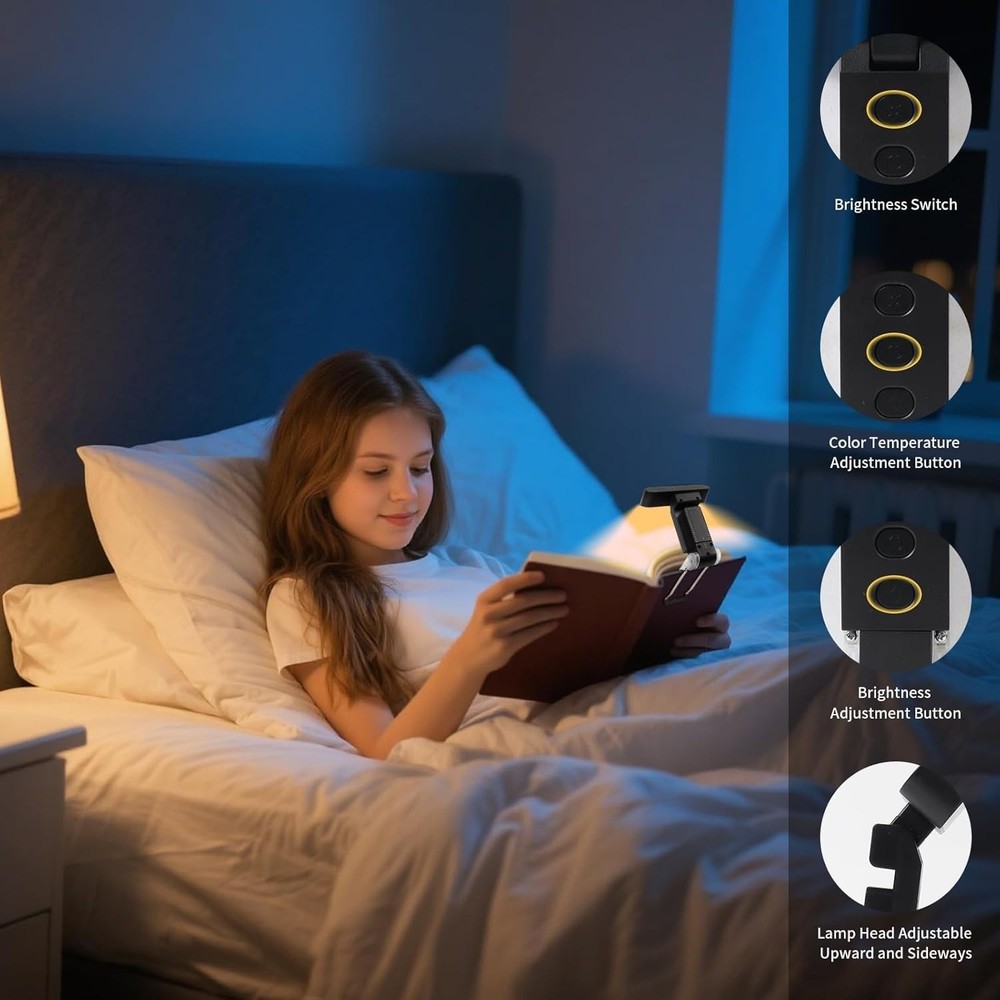 USB Rechargeable Book Light with Smart Timer & 30 Adjustable Modes for Readers