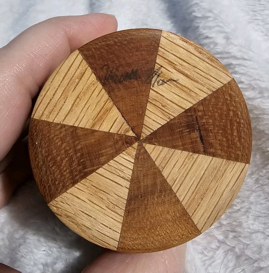 Vintage Hand-turned Segmented Wood Lidded Container