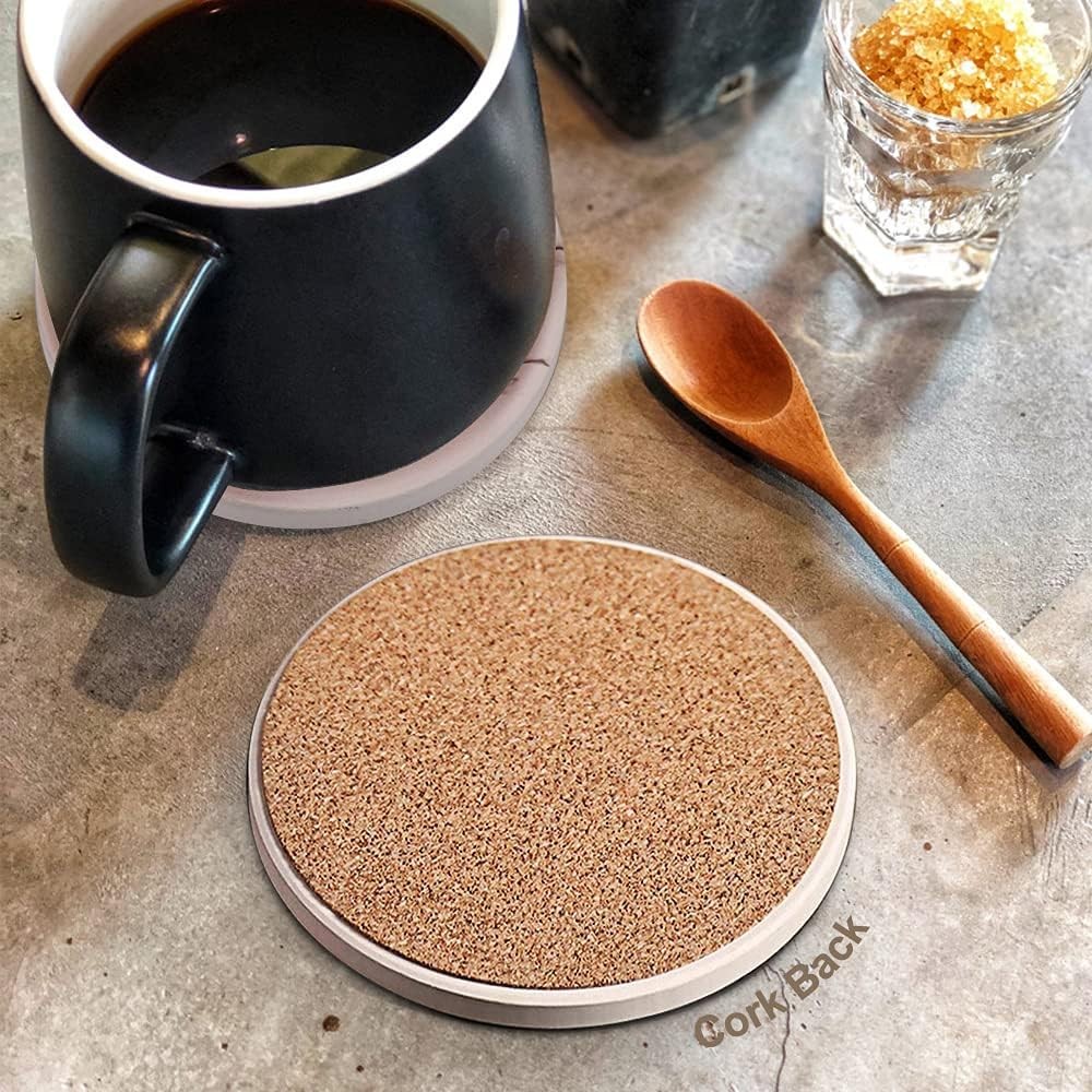 Coasters for Drinks, Absorbent Ceramic Stone Set with Metal Gray