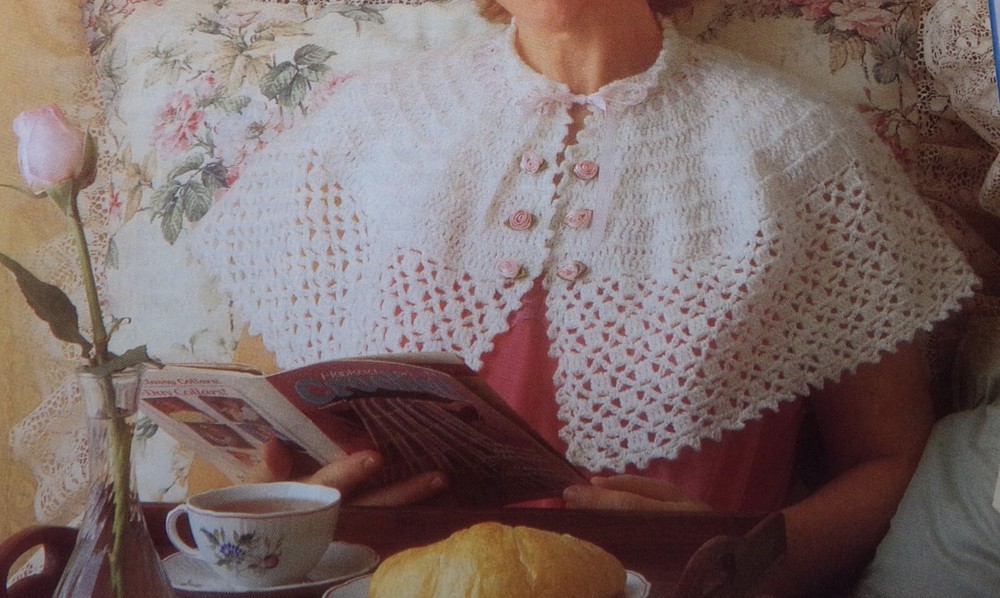 Rosebud Bed jacket; (#PCC-155)  vintage  crochet  pattern