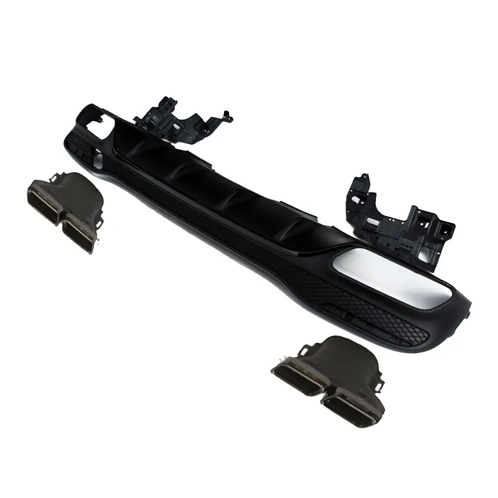 FOR MERCEDES GLE ML W166 SUV GLE63 STYLE REAR DIFFUSER VALANCE & BLACK TAILPIPES