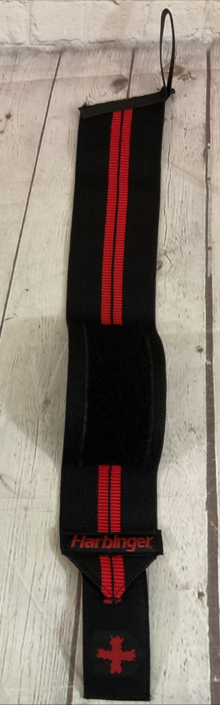 Harbinger Single Red Line Weightlifting Wrist Wrap Thumb Loop Fully Adjustable