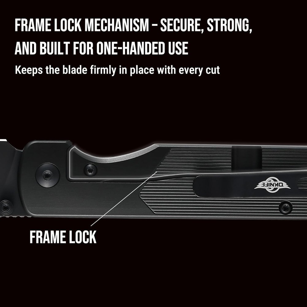 OKNIFE Duron 3.5” Folding Frame Lock Knife Nitro-V Blade EDC Tool Stealth Grey