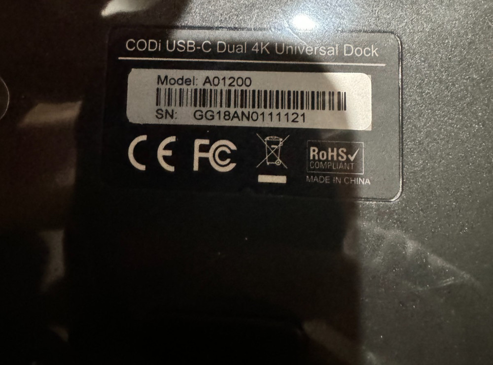 Codi USB-C Dual 4K Universal DisplayLink Docking Station A01200