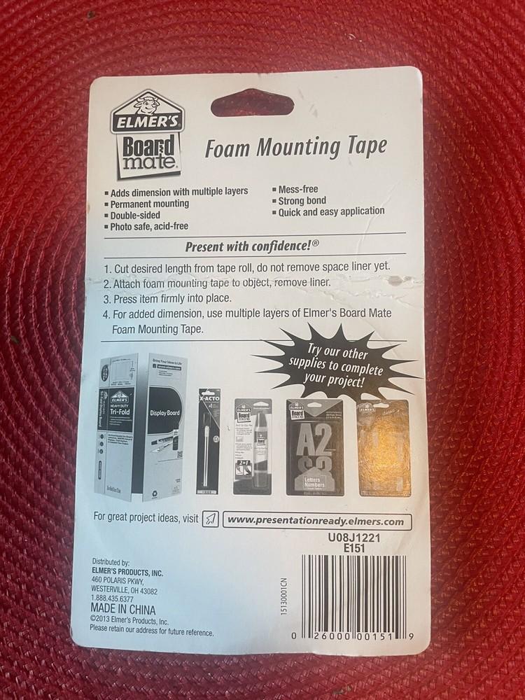 elmer’s board mate foaming minting tape