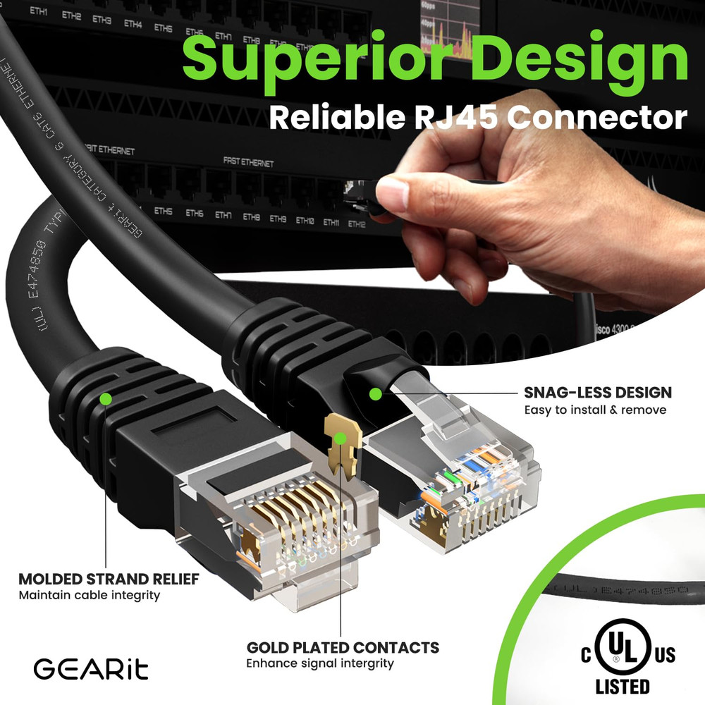 Cat 6 Ethernet Cable Pack - Cat6 Ethernet Patch Cables | RJ45 Network Patch Cabl