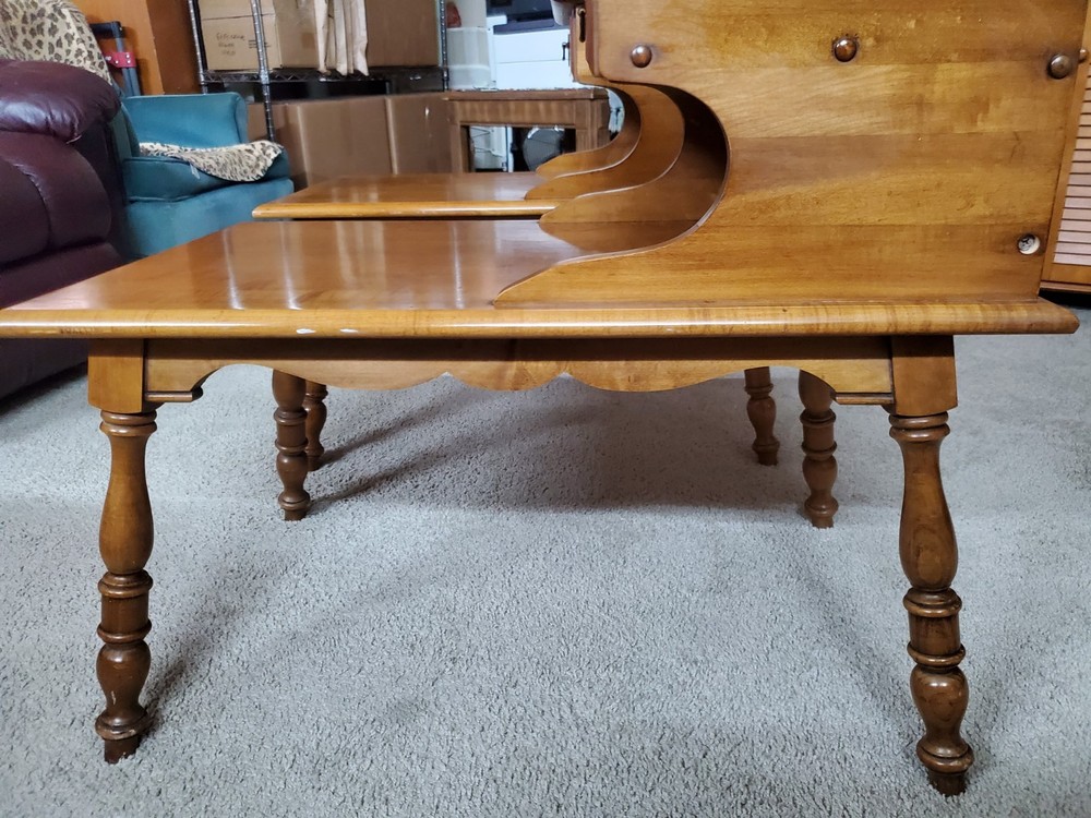 American Maple Step End Tables With A Drawer. Solid Wood, Matching Pair.
