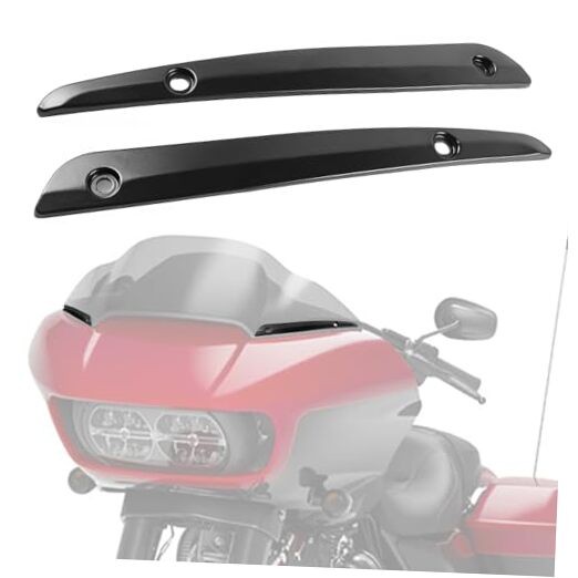 Side Road Glide Windshield Trim, Split Front Windscreen Side Molding Black
