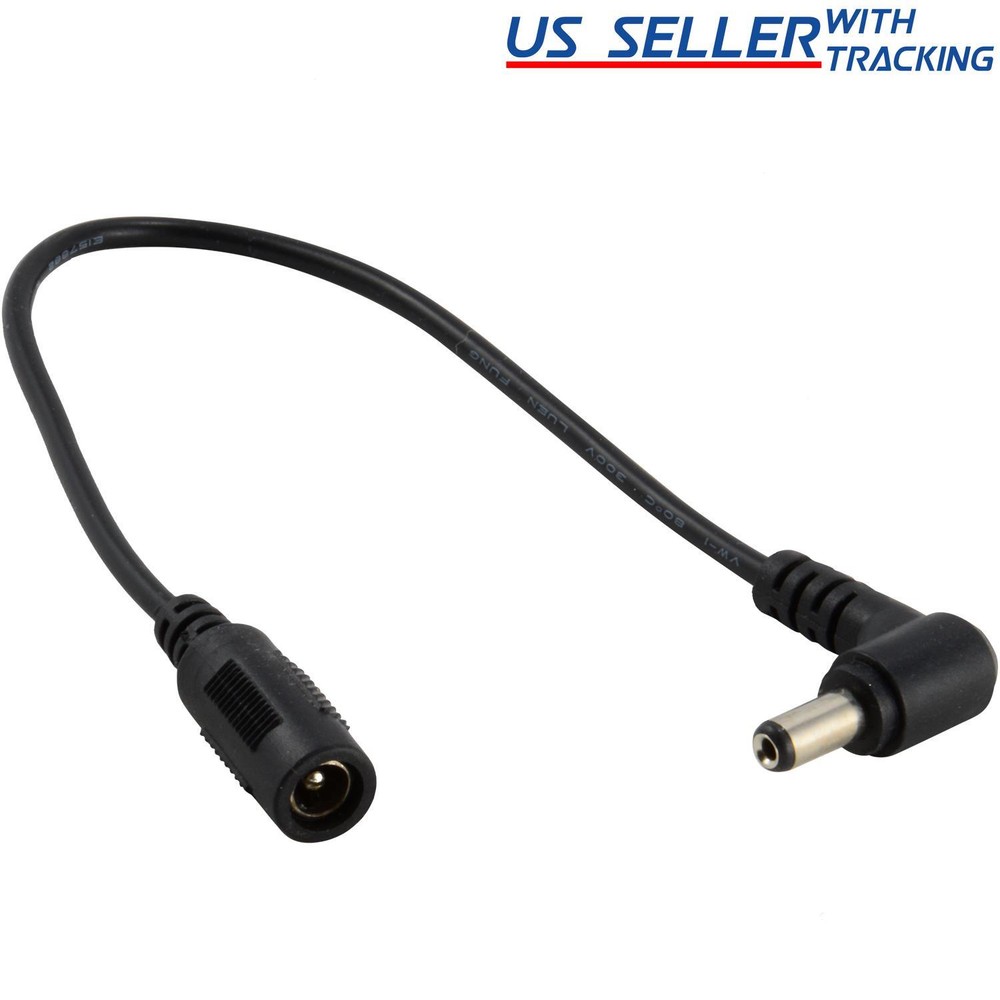 (5-pack) DC Power Right Angle Adapter Extension Cable 5.5x2.1mm Barrel Plug