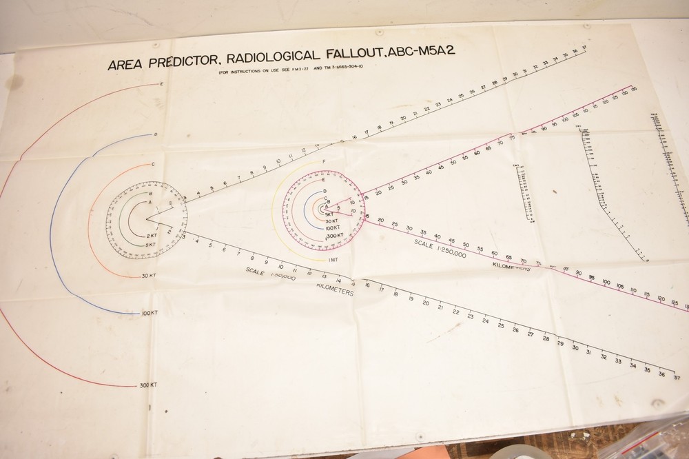 Radiological Fallout Area Predictor Map Chart ABC-MKA2