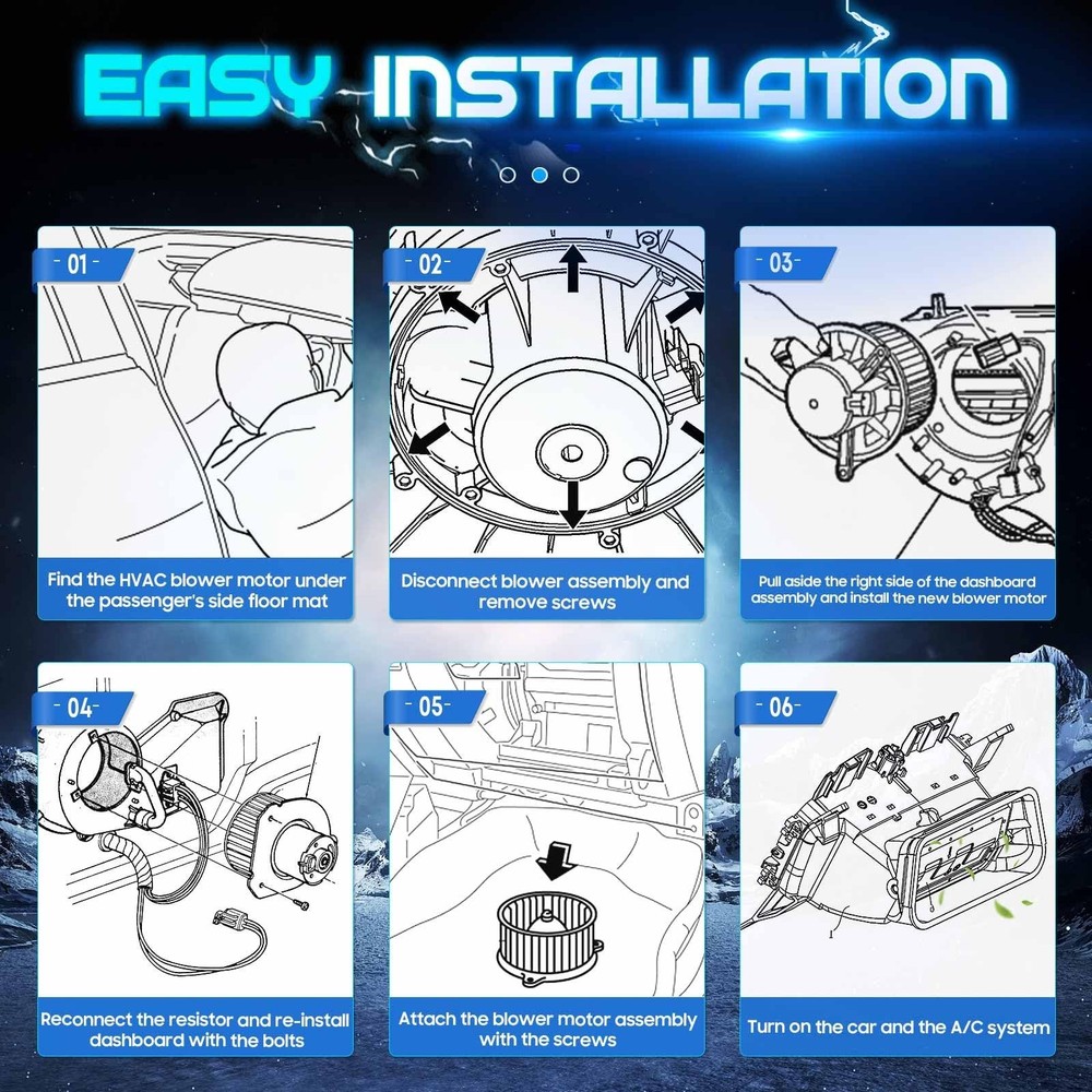 Front HVAC Heater Blower Motor Fan Assembly Replacement for 1997-2014 E150 E2...
