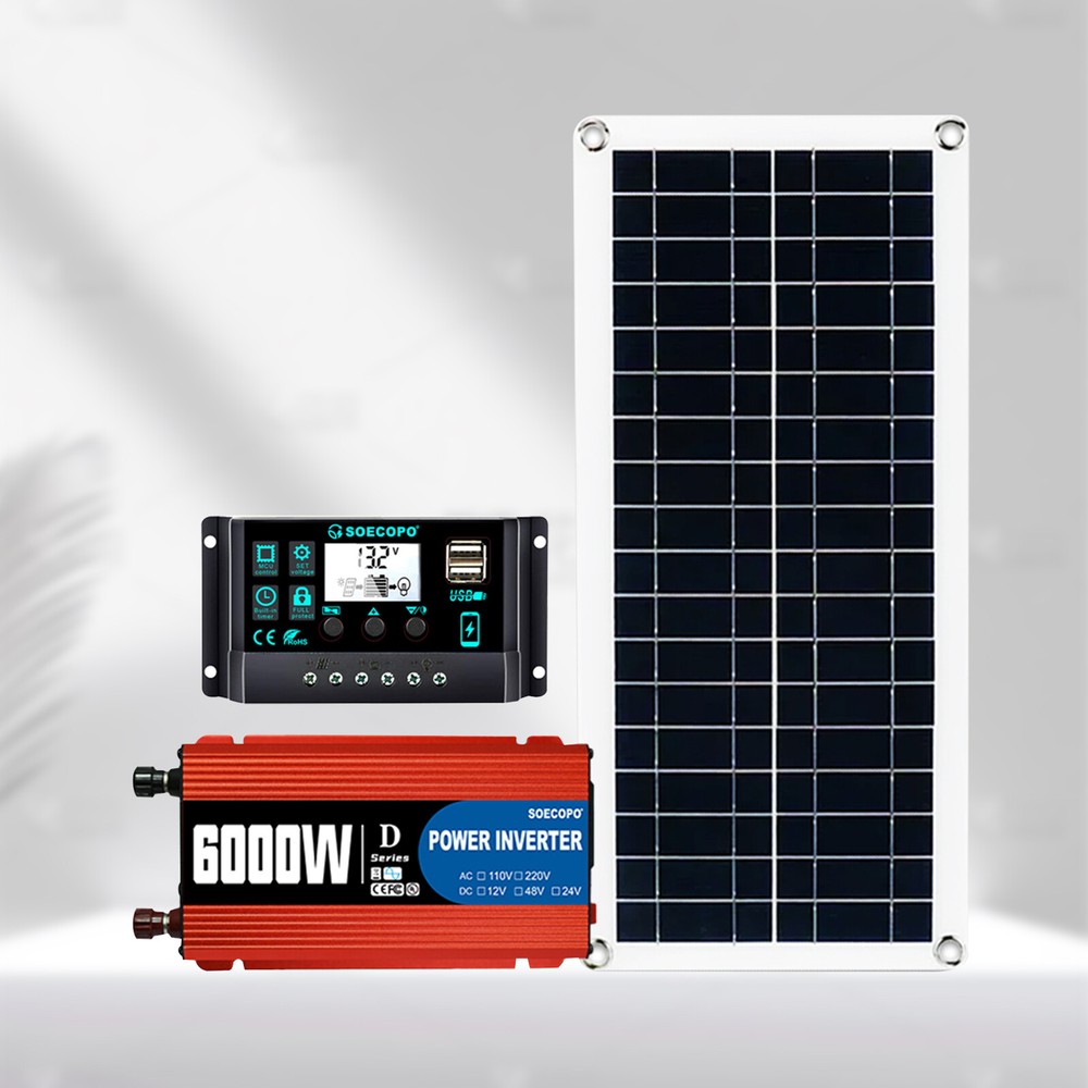 6000W 100A 110V Solar Panel Kit Complete Solar Power Generator Home Grid System