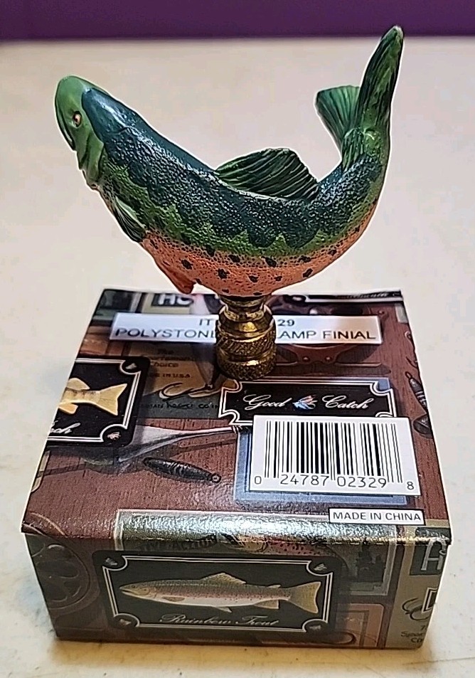 Polystone Fish Lamp Finial BASS TROUT