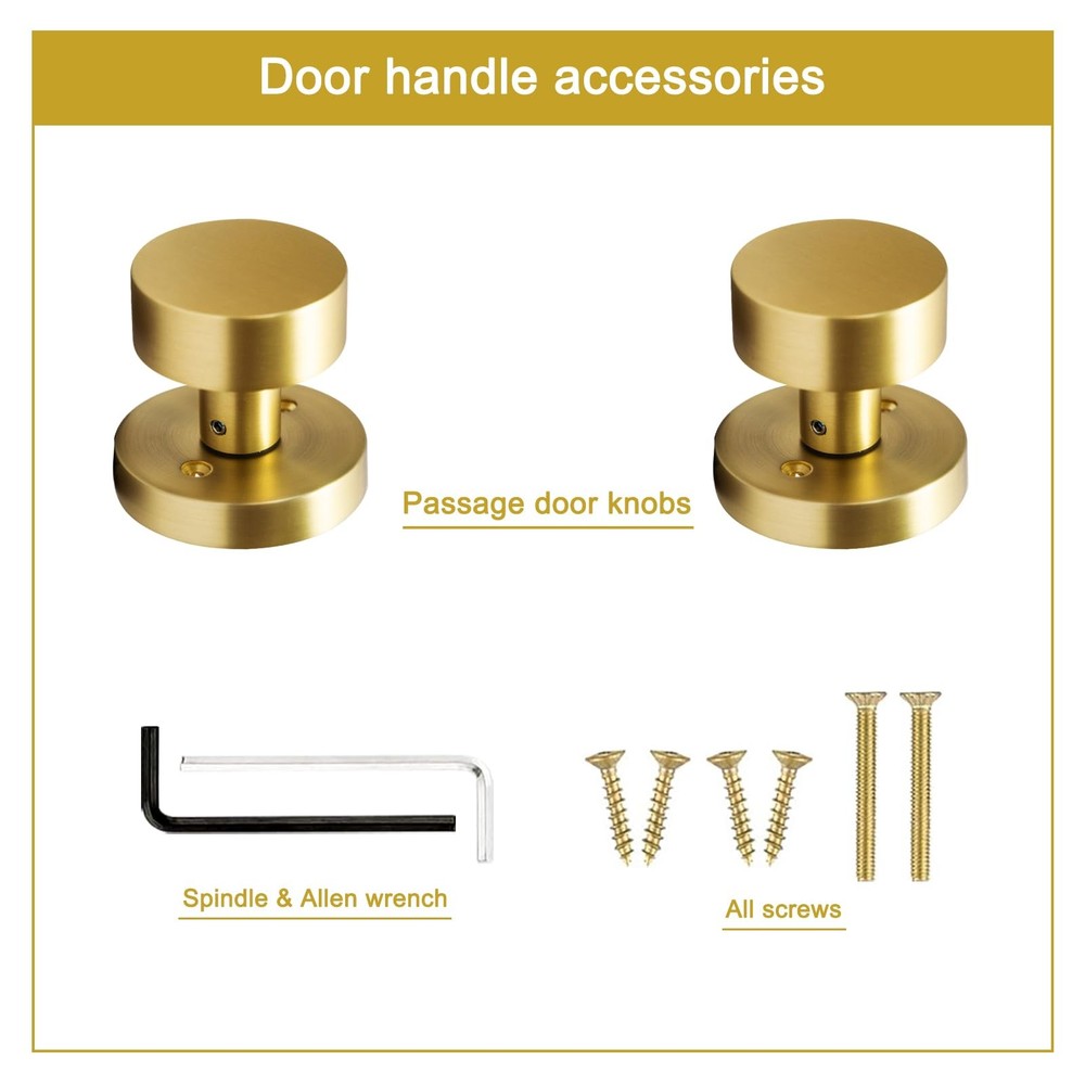 senharvest Gold Dummy Door Knobs Interior -for Satin Brass 2 Pack Dummy,