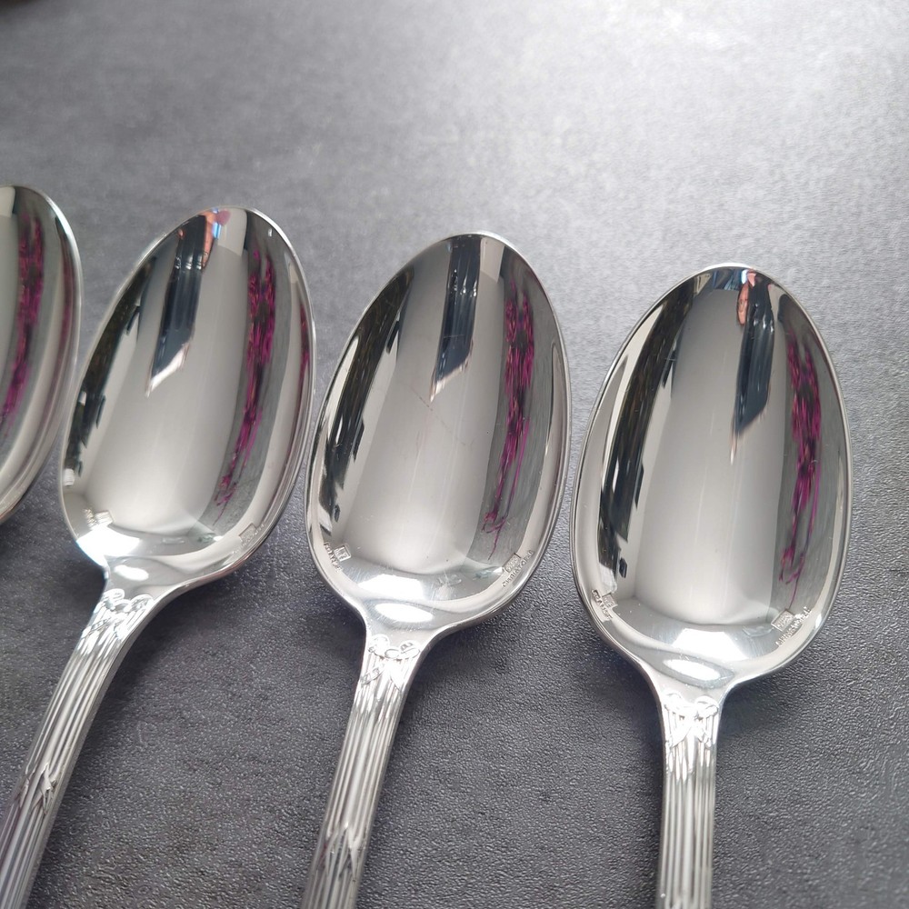 Christofle Rubans Standard Spoon 6pcs Silverplate Flatware Excellent