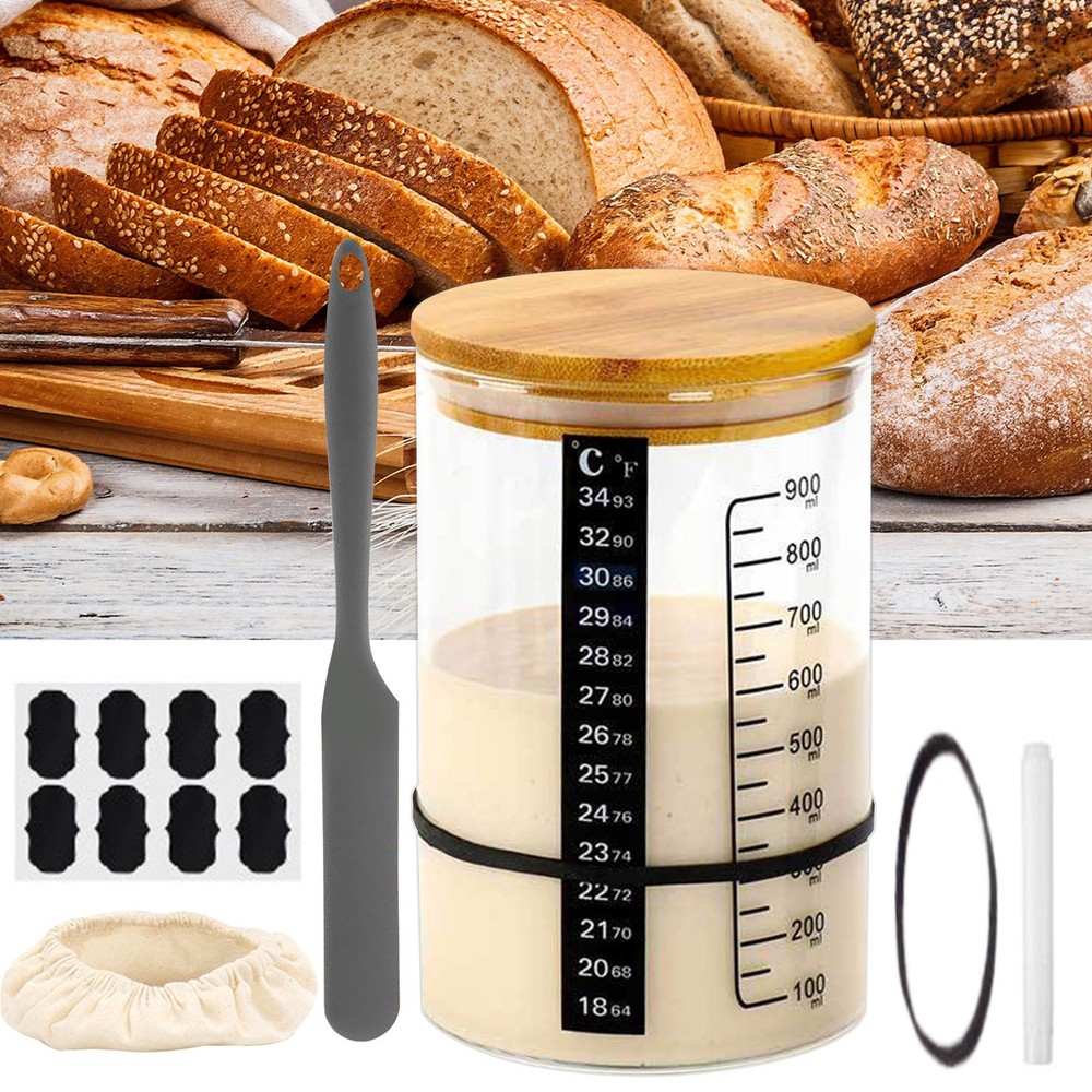 Bread Starter Jar Kitchen Fermentation Glass Set Multifunctional