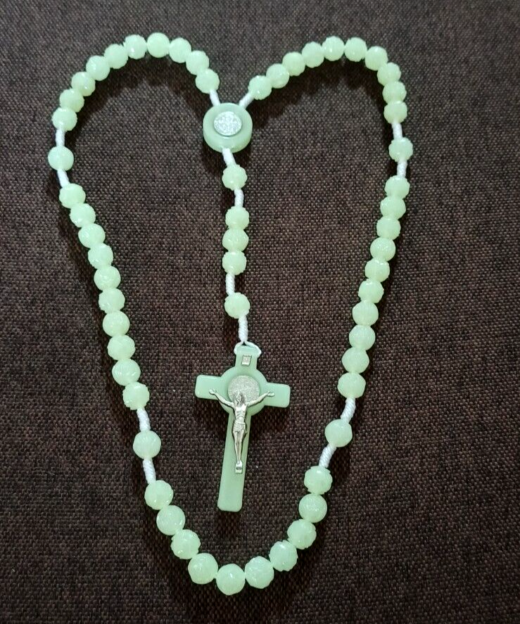 Rosary Luminous Phosphorous Hand Made Jerusalem Saint Benedict Glow in the Dark