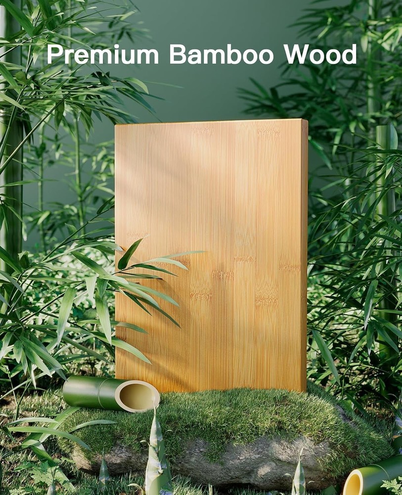 Set of 2 Bamboo Stackable Bedside Table, Night Stands with Storage Shelf