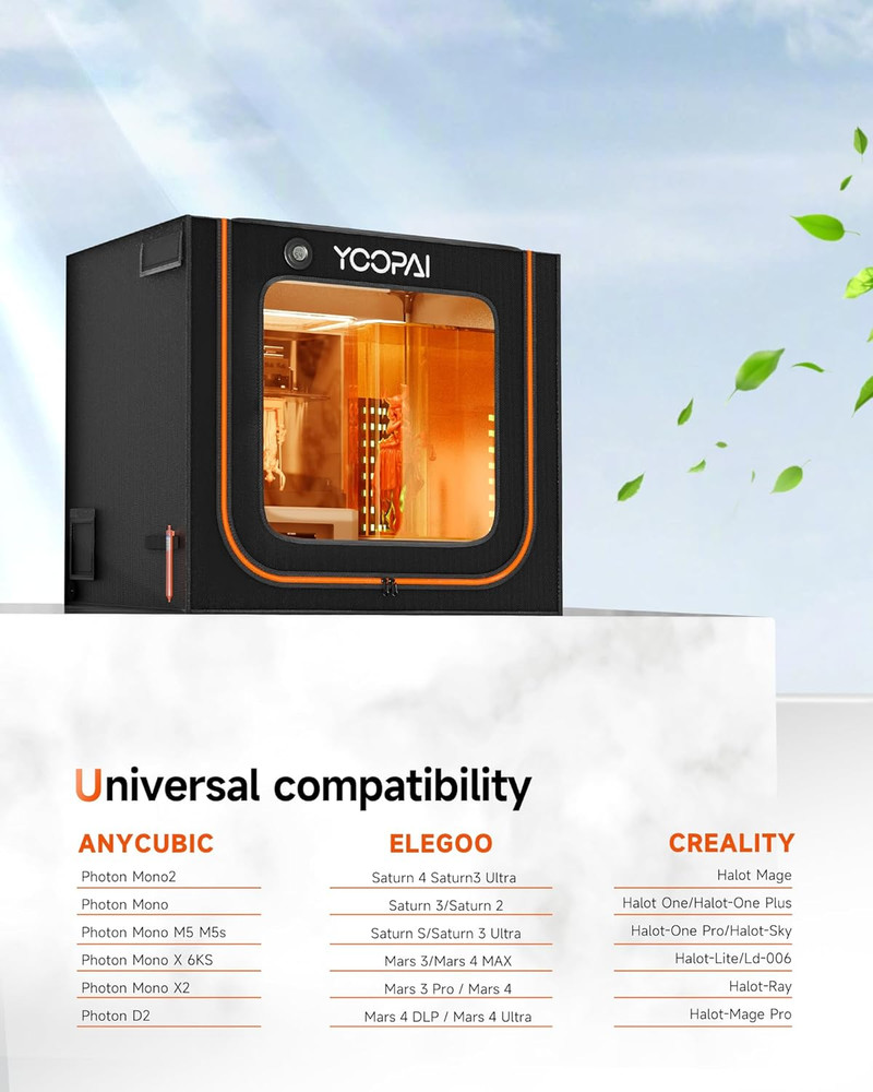 Multifunctional Large Resin 3D Printer Enclosure with Ventilation Kit LED Light,