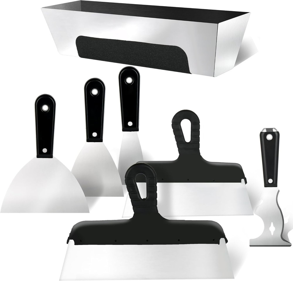 Plasterboard Cutting Tool Set, 7-Piece Plasterboard Tool Kit with Mud Tray