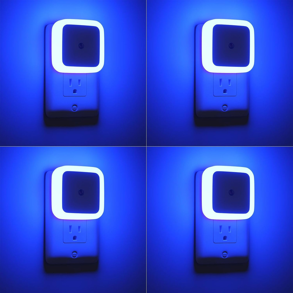 Blue Night Light 4 Pack,Night Lights Plug into Wall 4-Pack, Nightlight Plug in N