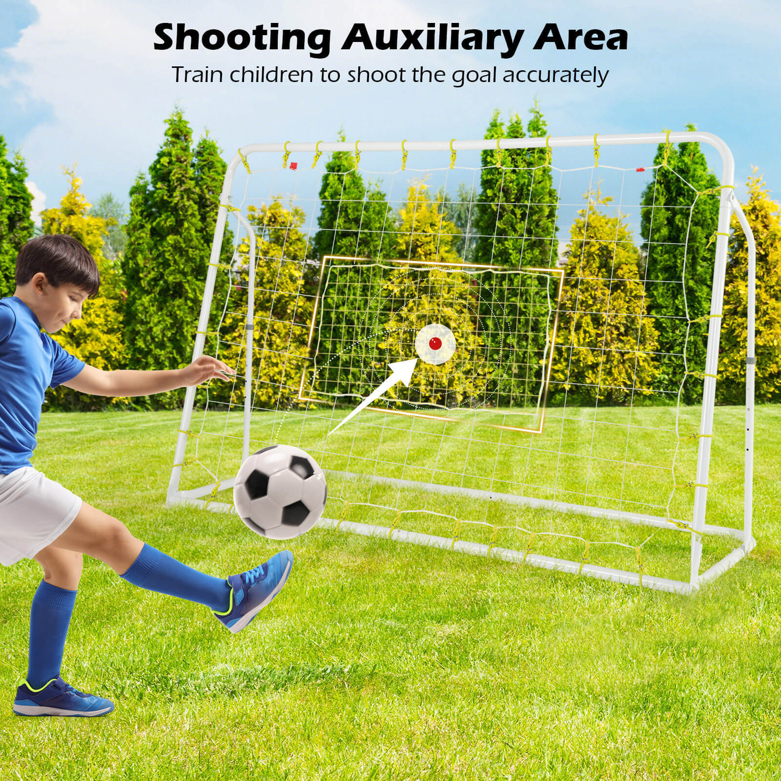 6.1' x 4' Versatile Soccer Rebounder 2 in 1w/ Shooting Auxiliary Area 4 Nails