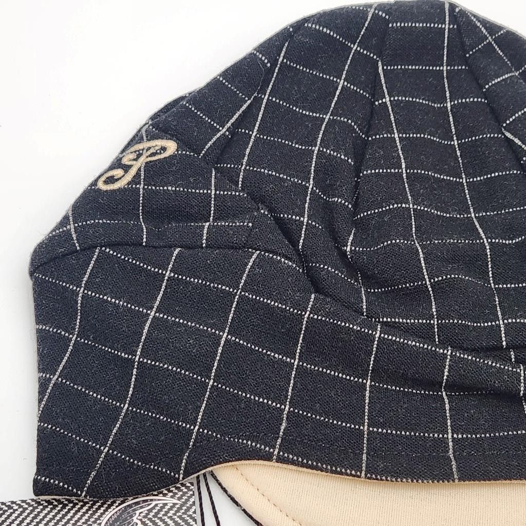 Pace Reversible Merino Wool Hat Square Print Eggshell Bicycle Cap NOS