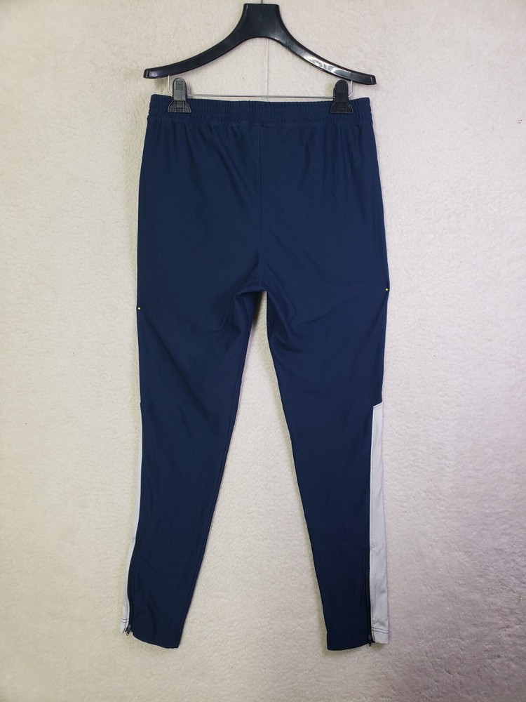 Under Armour Men Pants Large Blue 100% Polyester Drawstring Ankle Zip Activewear