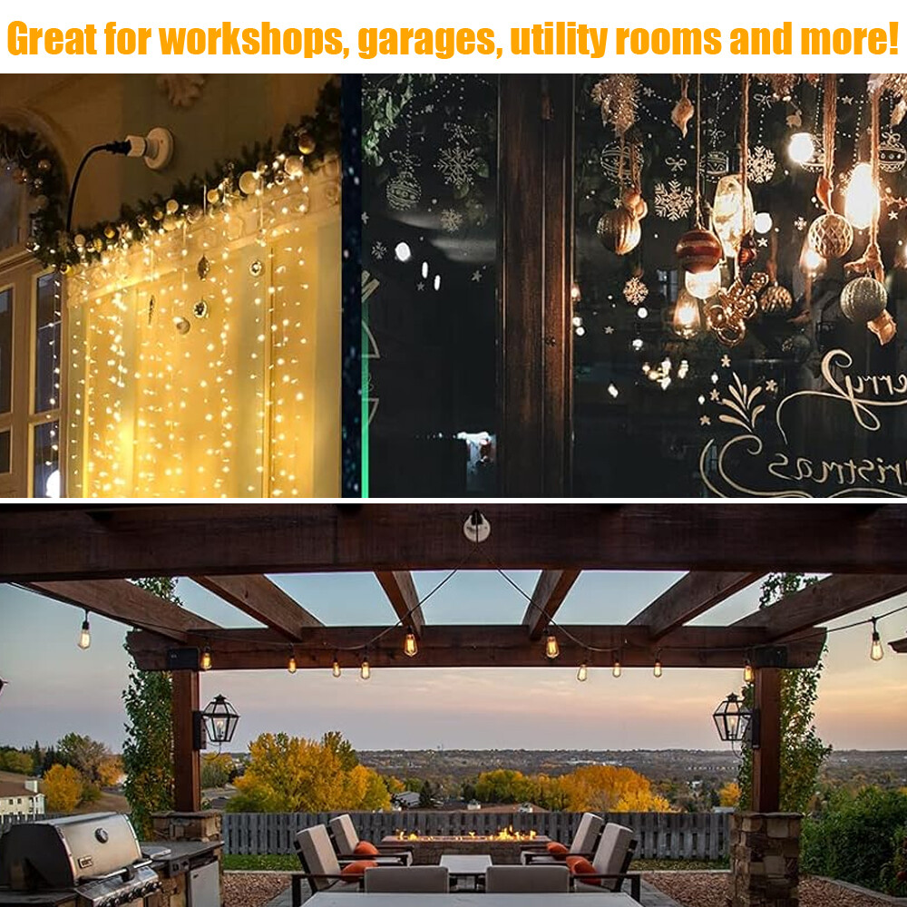 4x E26/E27 Light Socket To Plug Adapter Plug Connector Fit for 2/3 Prong Convert