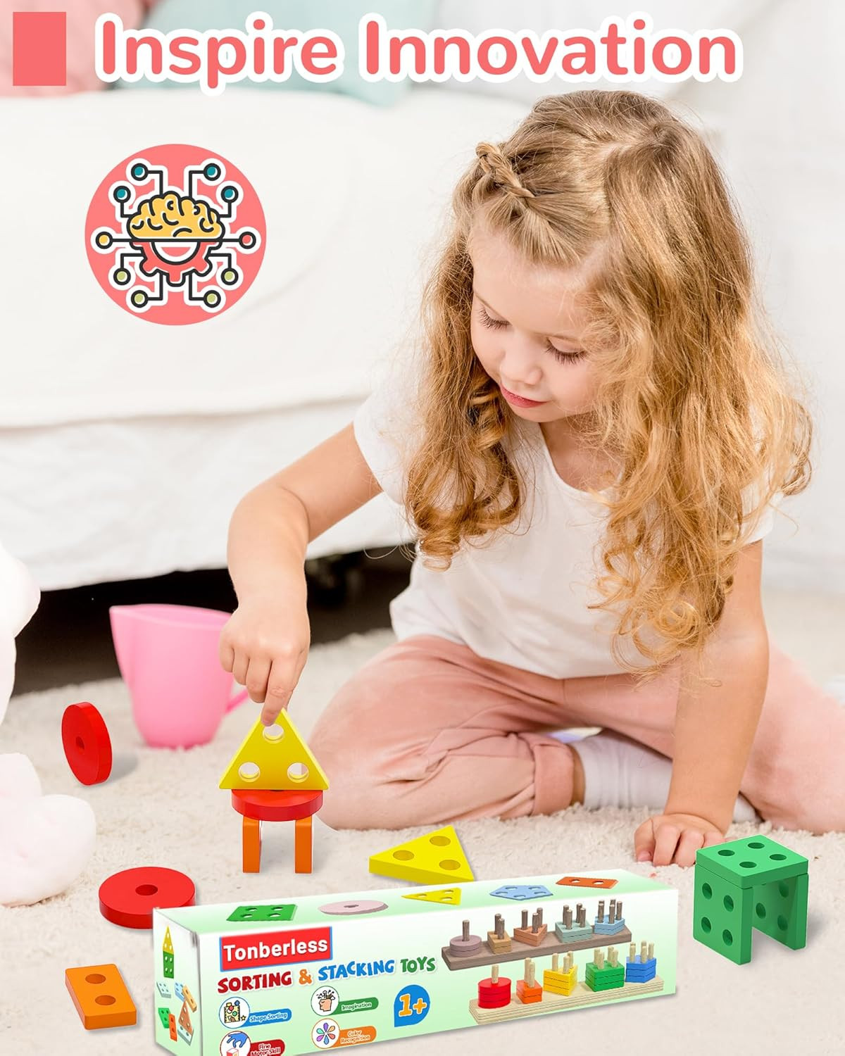 Montessori Wooden Learning Puzzles and Shape Sorter for Toddlers 1-3 Years