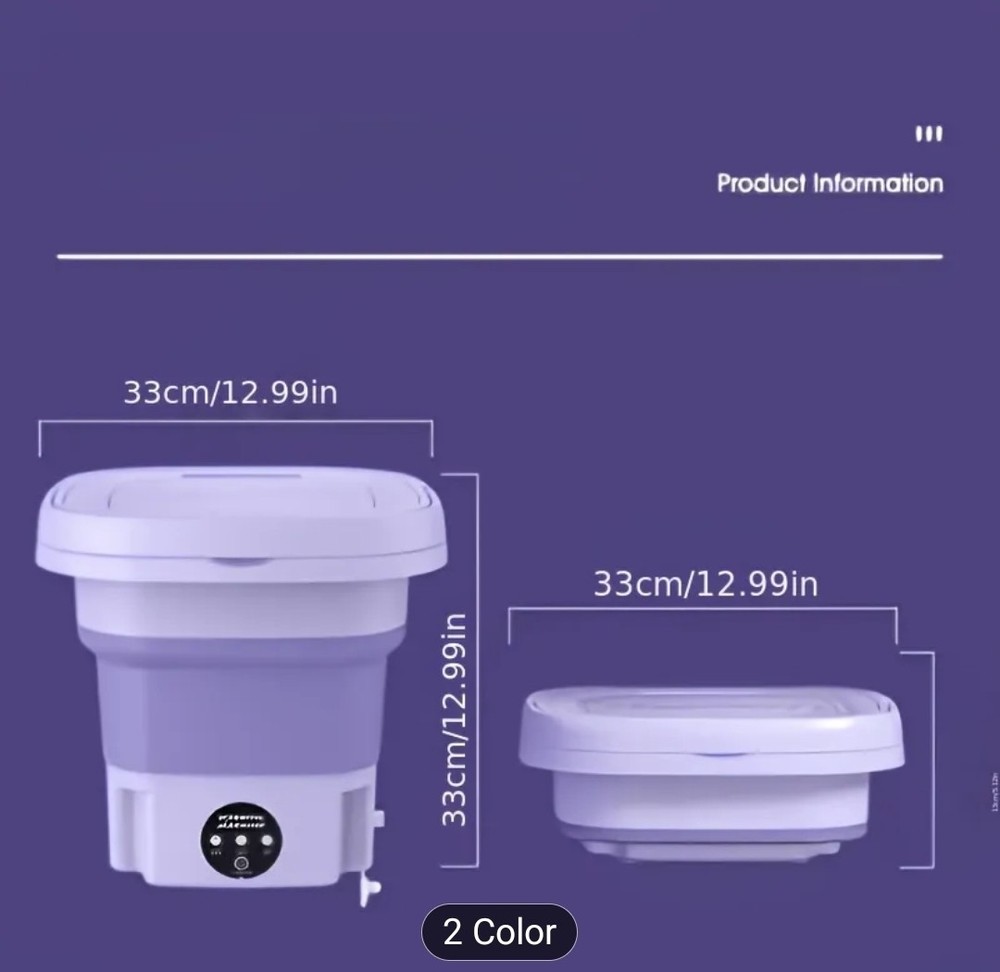 Portable Foldable Laundry Washing Machine 2.38gal Compact Mini Washer for...