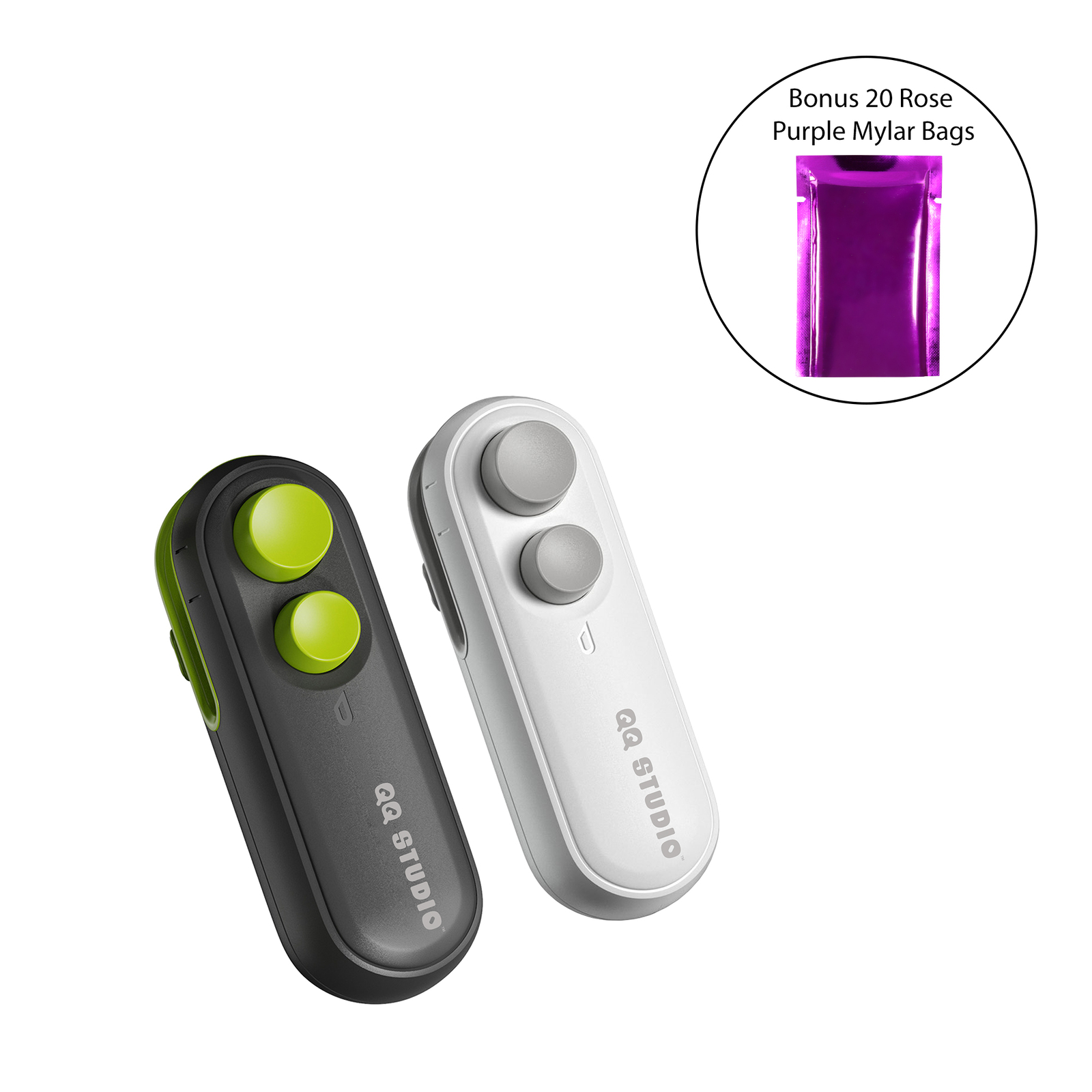 2-in-1 Rechargeable Mini Heat Sealing Machine Bonus 20 Rose Purple Mylar Bags