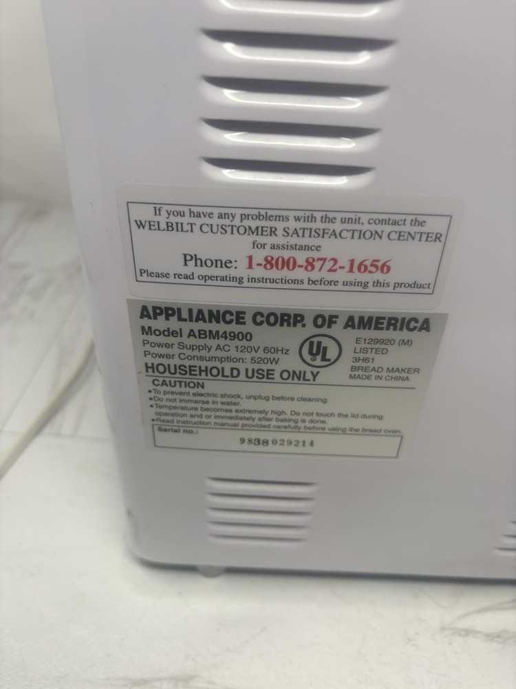 Welbilt The Bread Machine ABM4900 Automatic Bread Maker Used- Works