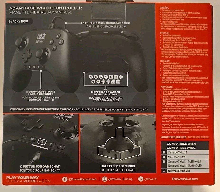 PowerA - Advantage Wired Controller for Nintendo Switch 2 - Black