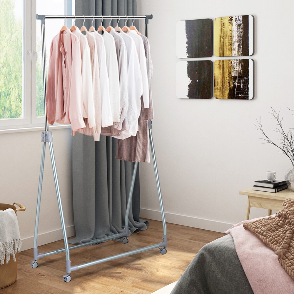 Costway Extendable Clothing Garment Rack Heavy Duty Foldable Clothes Rack