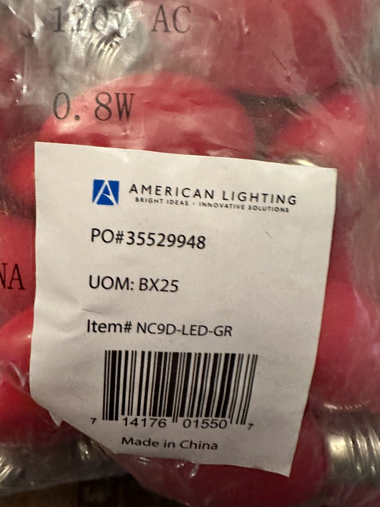 C9 LED Red Christmas Bulb Replacement Pack of 25 Dimmable E17 Base Smooth