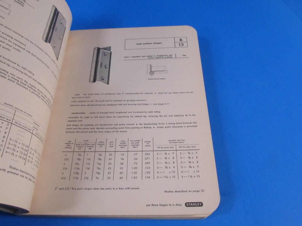 original 1958 Stanley catalog w/ door & gate hinges cabinet pulls hardware more