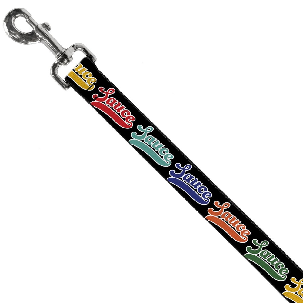 Dog Leash SAUCE Baseball Script Black/Multi Color
