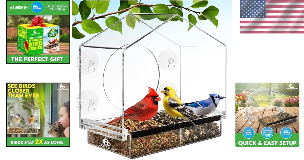 Window Bird Feeder with Strong Suction Cups