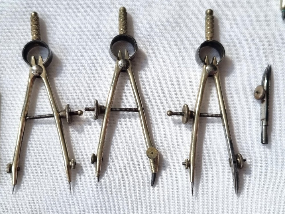 VINTAGE CASED SET HALDEN PREMIER DRAWING INSTRUMENTS FLAT PATTERN - BRITISH MADE