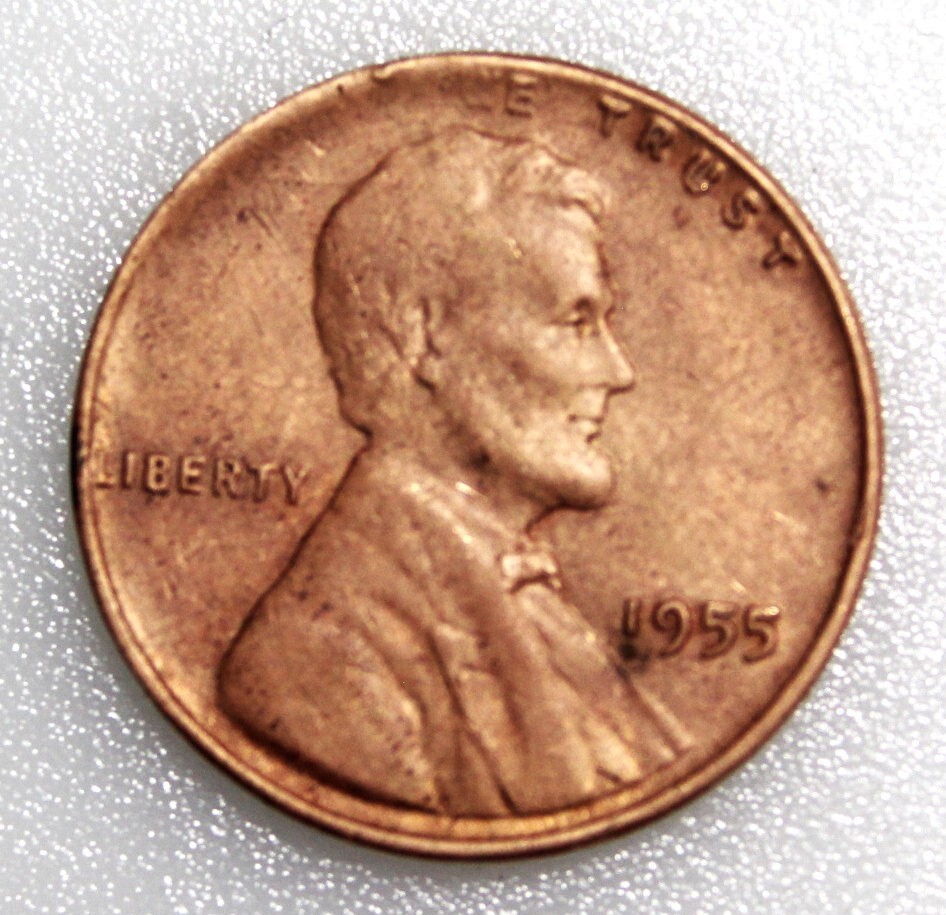 1955 Lincoln wheat cent, no mint mark / errors on obverse & reverse