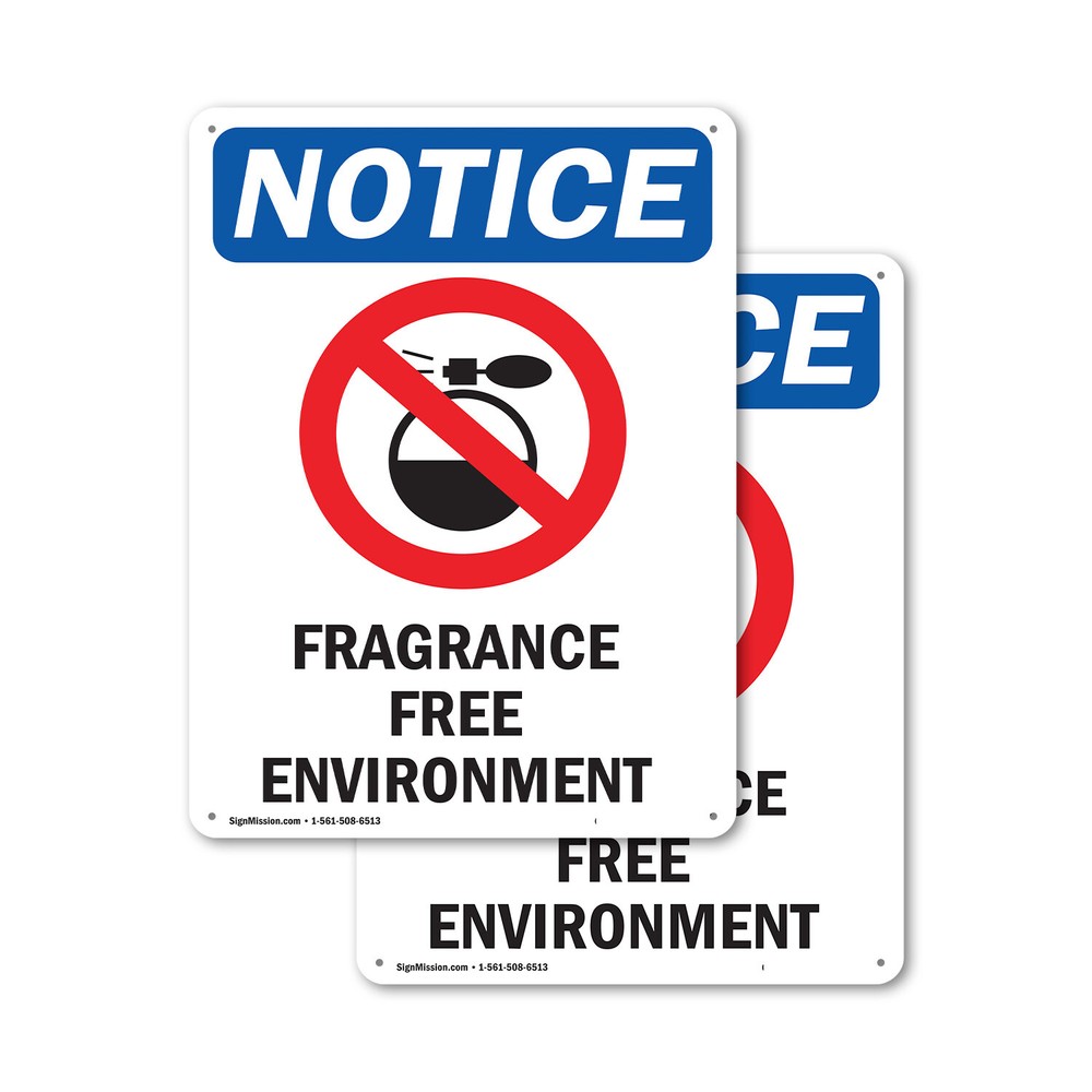 (2 Pack) Fragrance Free Environment OSHA Notice Sign Decal Metal Plastic