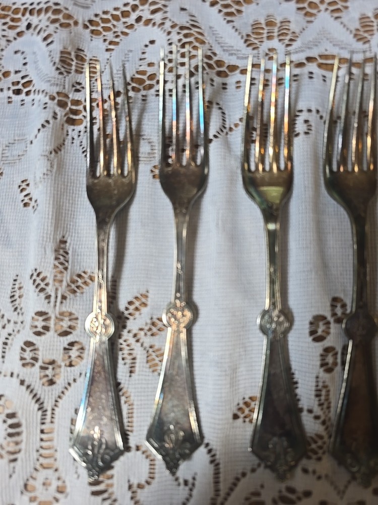 Antique Hall & Elton Silverplate Flatware Circa 1877 - 6 Dinner Forks