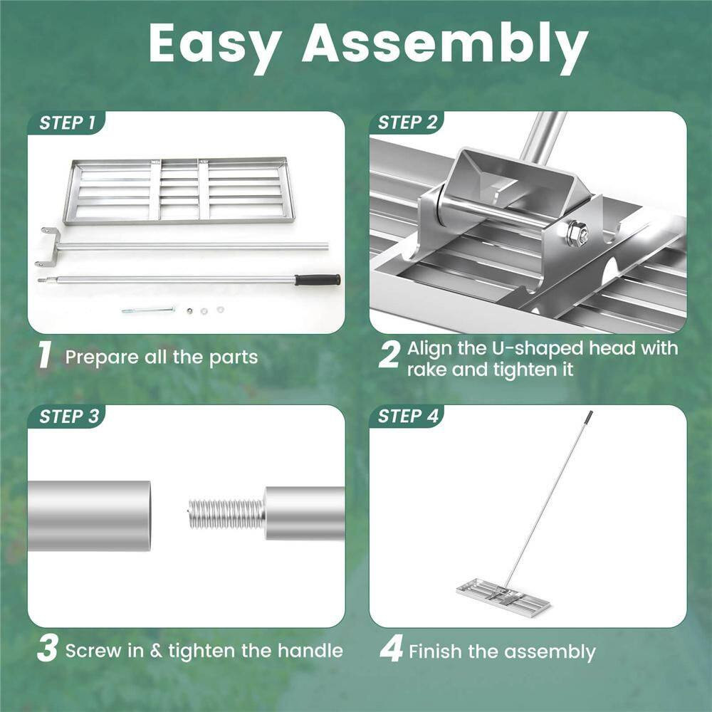 67 In. Lawn Leveling Rake Heavy-Duty Level Lawn Tool for Garden Backyard/Lawn Si