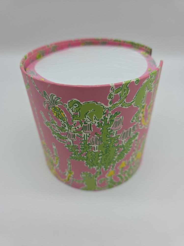 Lilly Pulitzer Circle Notes With Holder Pineapple Monkeys Chandelier New