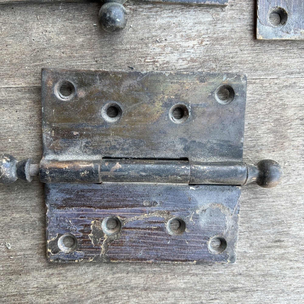 (3) Antique Victorian 4x4 Solid Brass Ball Top steeple Hinges