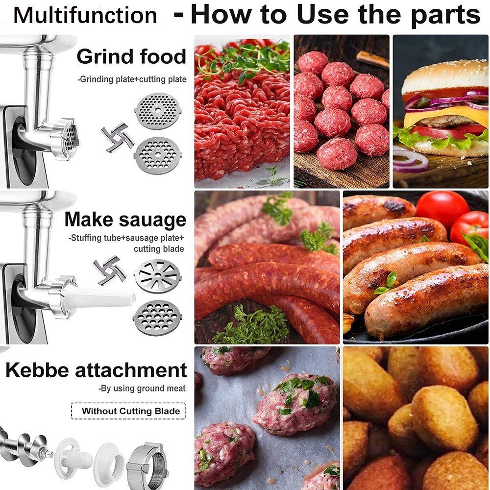 2800W Heavy Duty Commercial Electric Meat Grinder Sausage Maker Mincer Stuffer
