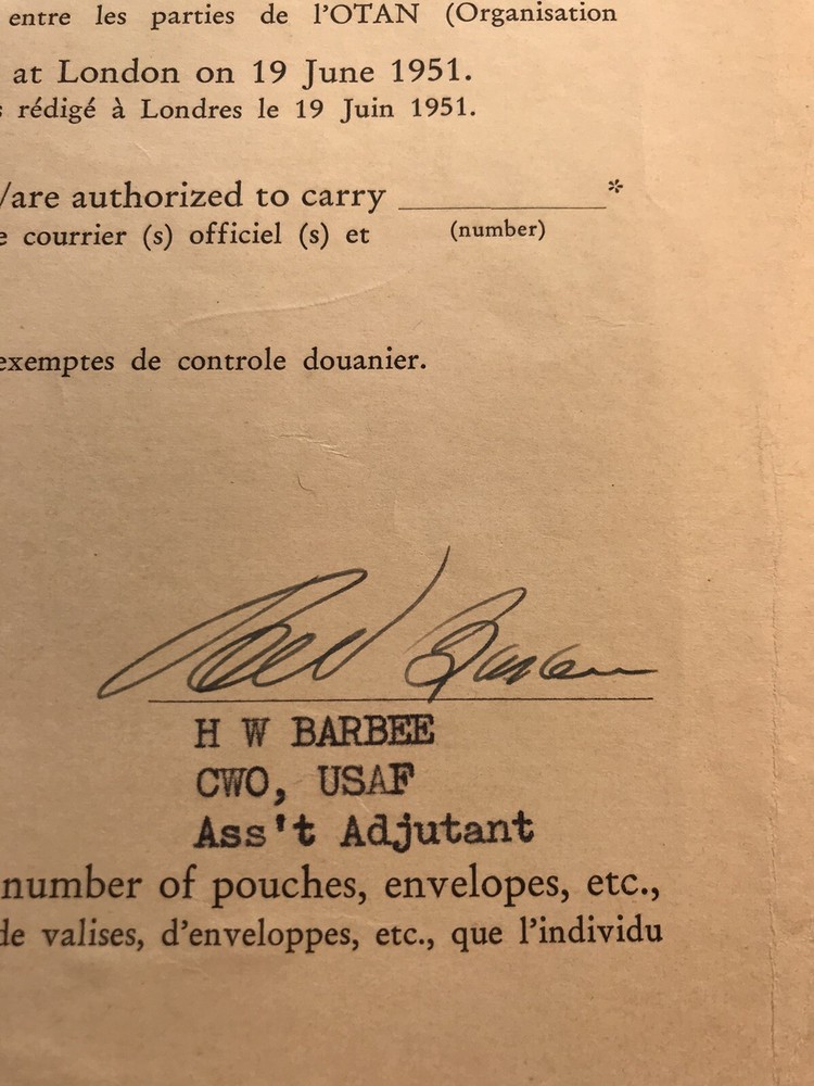 1954 Headquarters Quarter General Travel Orders Signed Original Document USAF
