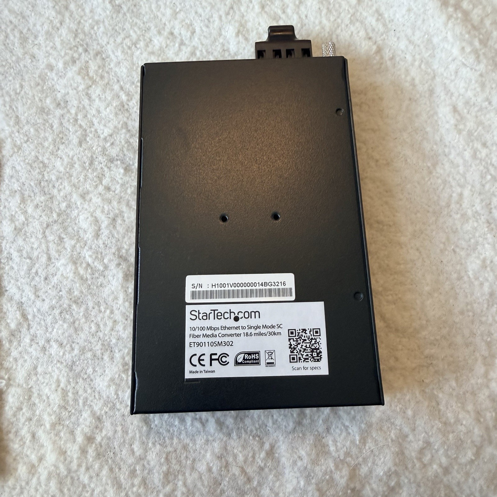 NEW StarTech ET90110SM302 10/100 Mbps Single Mode SC Fiber Media Converter 18.6M